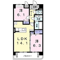 グランツ柏の葉 2LDKの間取図画像