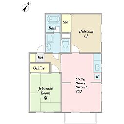 ステラハイム平和台 2LDKの間取図画像