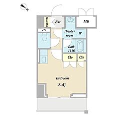 プライマル町田森野 ワンルームの間取図画像
