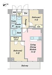 ニューハイツ芝公園 2LDKの間取図画像