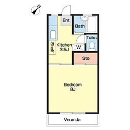 ロイヤルヒルアビコＢ棟 1階1Kの間取り