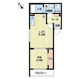 KS　Residence 2階1LDKの間取り