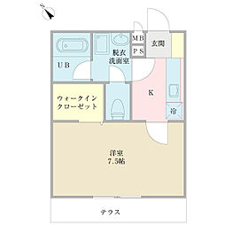 ボヌール 1Kの間取図画像