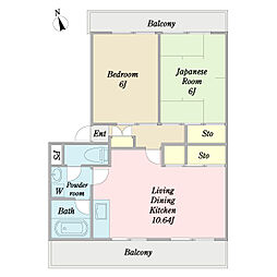 パークシティ白扇1 2LDKの間取図画像