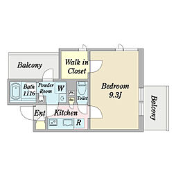 TheWall 1Kの間取図画像