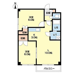 Aパールハイム栄町 2LDKの間取図画像
