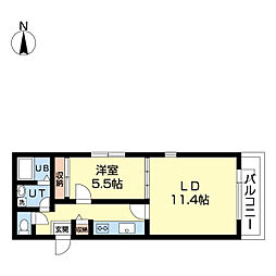 Palazzo麻生南公園 1LDKの間取図画像