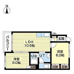 アステム21 2LDKの間取図画像