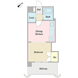 プロシード本通 1DKの間取図画像