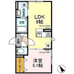 ボヌール 1LDKの間取図画像