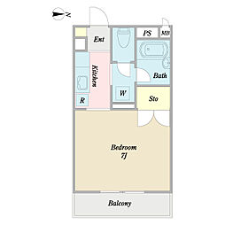 オクテット 1Kの間取図画像