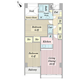 Ｓ509−ＫＩＮＧ 10階2LDKの間取り
