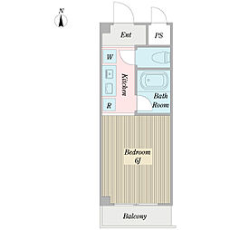 オークヒルズ北柏 3階1Kの間取り