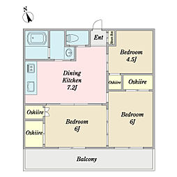 ビライズミ 3DKの間取図画像