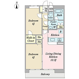 アーバンルピナス 2LDKの間取図画像