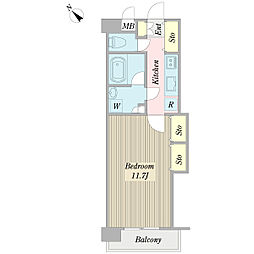 オザリア柏レフィナード 1Kの間取図画像