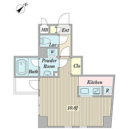 フレビュール ワンルームの間取図画像