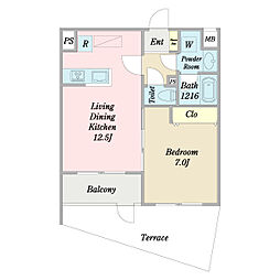 ヴィーヴル 1LDKの間取図画像