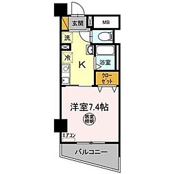 オークヒルズ 1Kの間取図画像