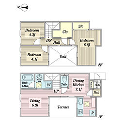 (仮称)飛田給3丁目計画新築工事 3LDKの間取図画像