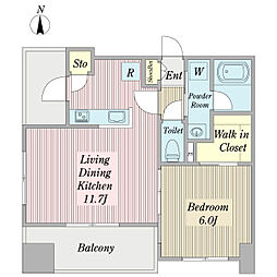 ファベル・ハラシン 1LDKの間取図画像