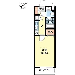 エスポワール奈奈 1Kの間取図画像