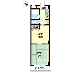 サニークレスト成田 2階1DKの間取り