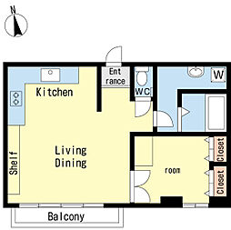 ウエスト2 1LDKの間取図画像