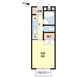 ピュアルミナス 1Kの間取図画像