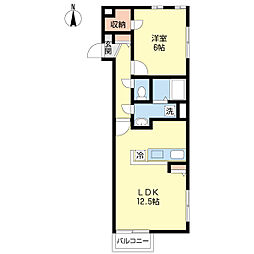 ファミーユ成田弐番館 1LDKの間取図画像