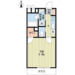 レフィナード・ラソ 1Kの間取図画像