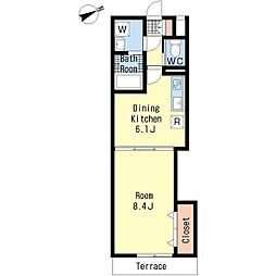 コスミオン 1DKの間取図画像