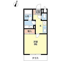 グリーンフィールド 1Kの間取図画像
