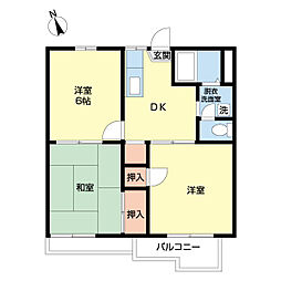 KAIハウスA棟 3DKの間取図画像