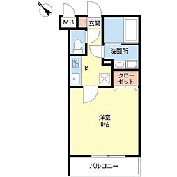 フリーゼ 1Kの間取図画像