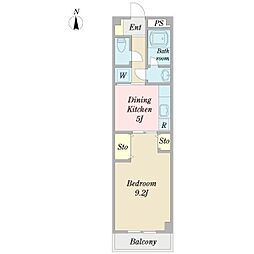 アサヒアネックス 2階1DKの間取り