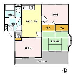 ヴァンベール東川口1 3DKの間取図画像