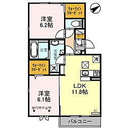 アロサール 2LDKの間取図画像