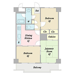 コン・フォートT・K 3DKの間取図画像