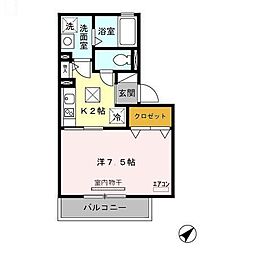 カプチュール 1Kの間取図画像