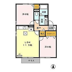 シャロームA 2LDKの間取図画像