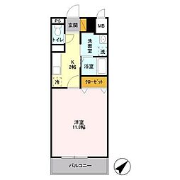 キャメロット新越谷 1Kの間取図画像