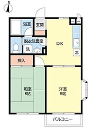 イーストベリーハウスA 2DKの間取図画像