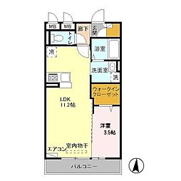 シャルマンドミールB 1LDKの間取図画像