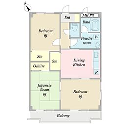 メゾン・メルヴェーユ 3DKの間取図画像