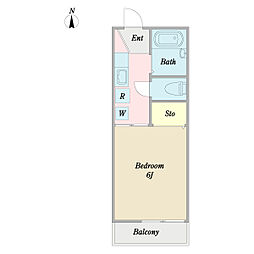 ラポール谷津 1階1Kの間取り