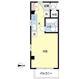 サワダユニオンコーポ1 ワンルームの間取図画像