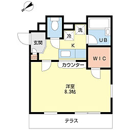 フォルトゥーナ 1Kの間取図画像