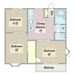 あすかヒルズ 3DKの間取図画像