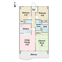 ハイラークみずほ台 7階3LDKの間取り